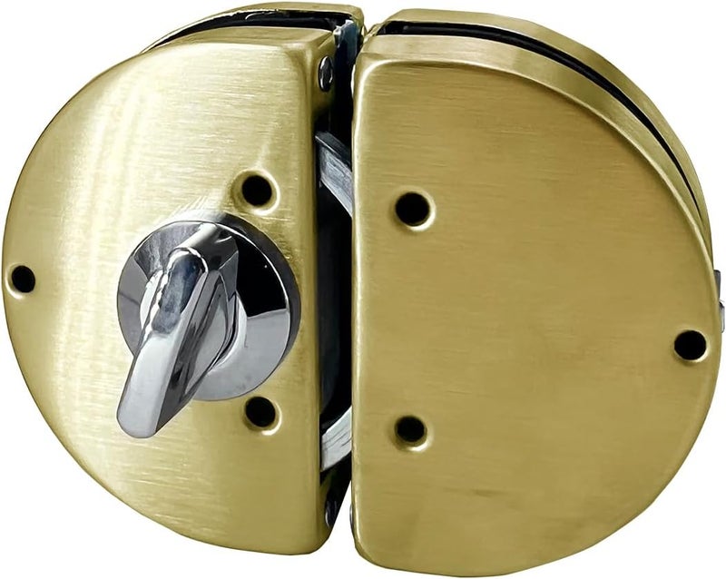 KS Hardware Stainless Steel 304 Grade Anti-Theft Security Double or Single Glass Door Lock with Keys Suitable for 10mm-12mm Glass Thickness - No Drill Holes Needed (Satin Gold) - Image 3